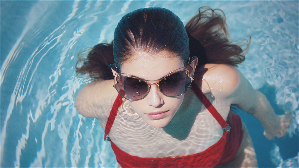 Kaia Gerber in Miu Miu's Scenique eyewear campaign